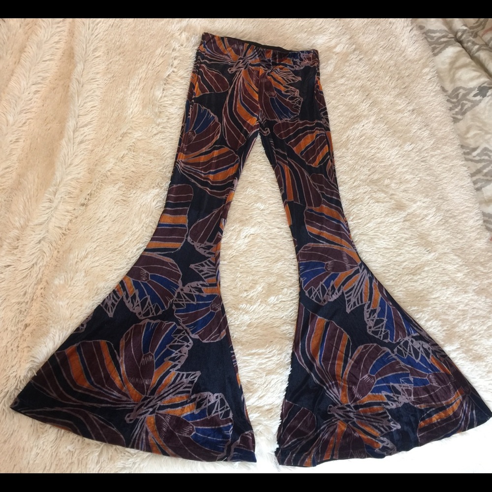 Free People float away velvet bell bottoms